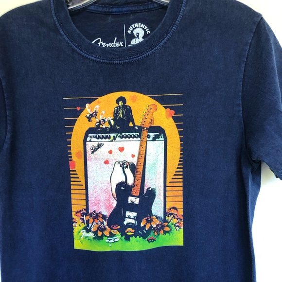 Jimi Hendrix Fender Guitar & Amp Girls Band Tee - Picture 2 of 5